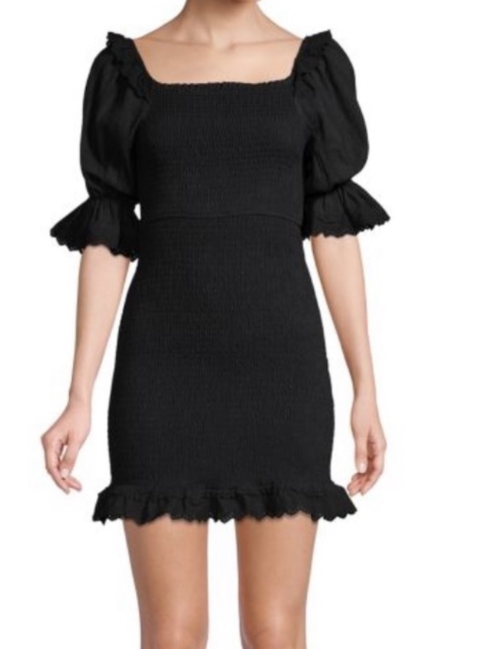 Allison New York - Smocked Puff-Sleeve Dress- Black (M)